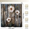 thumbnail image 1 of 1pc Wooden Door & Flower Waterproof Shower Curtain With 12 Hooks, Non-Slip Bathroom Rug, Toilet U-Shape Mat, Toilet Lid Cover Pad, Bathroom Decor, 1 of 4