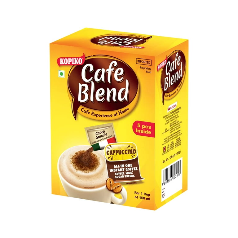 KOPIKO CAFE BLEND CAPPUCCINO All IN 1 Premix Instant Coffee - 125 gm(Pack  of 3) |5 Sachets in Each