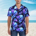 thumbnail image 2 of Fuzoiu cool crystal Skull flower Print Hawaiian Shirt for Men, Summer Beach Casual Short Sleeve Button Down Shirts, Men’s Beach Summer Shirts with Pocket,X-Large, 2 of 7