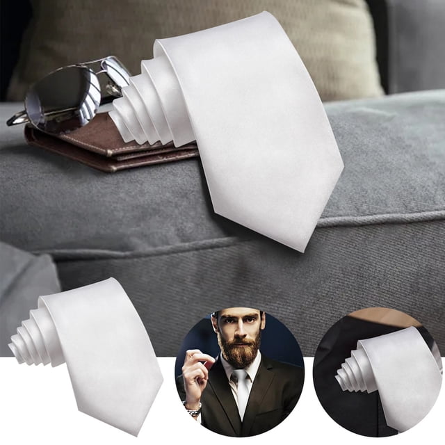 Cravate Couleur Unie Monochrome en Polyester Soie pour Homme Tenue Formelle Décontractée
