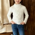 thumbnail image 2 of Posijego Girls Mock Turtleneck Long Sleeve Shirts Embroidery Floral Front Tops Spring Basic Tee Shirt for Girls, 2 of 6