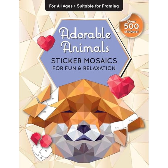 Pre-Owned Sticker By Number Adorable Animals Book for All Ages, Sticker ...