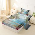 thumbnail image 2 of jejeloiu Ocean Hawaii Holiday Twin Sheets,Tropical Flower Bedding For Boys,Multicolor,3-Piece,1 Fitted Sheet and 1 Pillowcase, 2 of 6