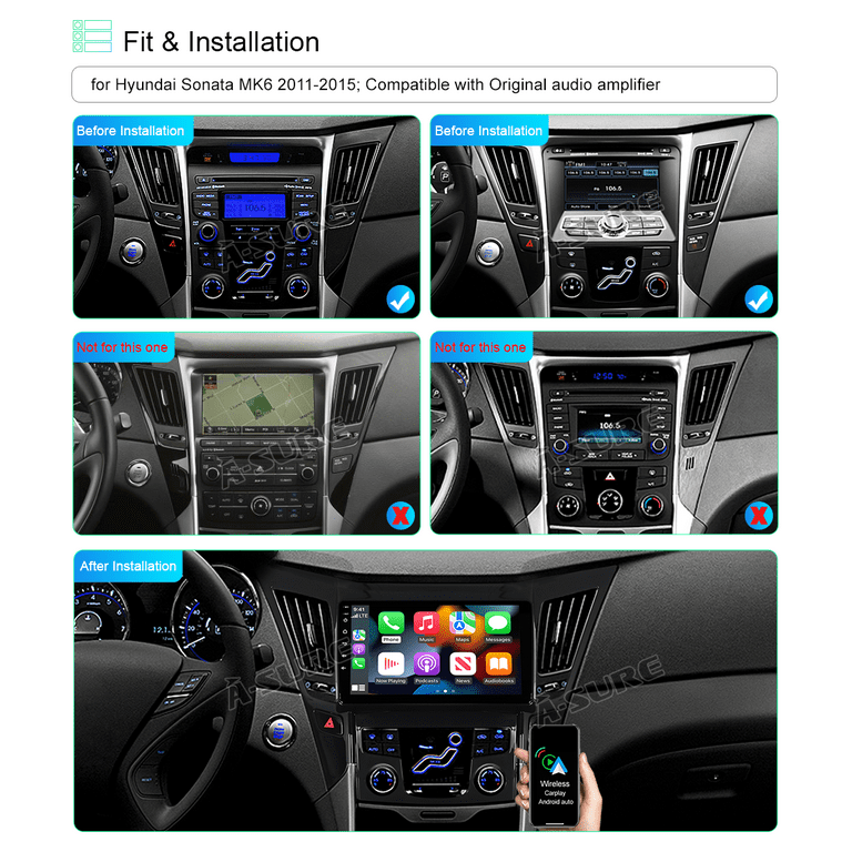 Android Car Stereo For Hyundai Sonata 2010-2015 - 9.7" Touchscreen, Wireless CarPlay, Android Auto, GPS
