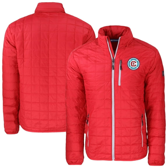 Men's-Cutter & Buck  Red Chicago Fire Rainier PrimaLoft Eco Insulated Full-Zip Puffer Jacket