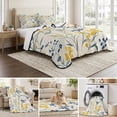 thumbnail image 6 of Full Quilt Set 78''x90'', Yellow Blue Flowers Lightweight Bedspread Coverlet Set with 2 Pillow Shams, Watercolor Botanical Floral Plants Breathable All Season Quilt Bedding for Bedroom/Guest Room, 6 of 9