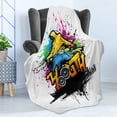 thumbnail image 4 of Youth Soft Flannel Fleece Blanket, Young Man Hip Hop Culture Graffiti Art and Street Culture Performer Colorful Grunge, Cozy Plush for Indoor and Outdoor Use, 50" x 70", Multicolor, by Ambesonne, 4 of 5