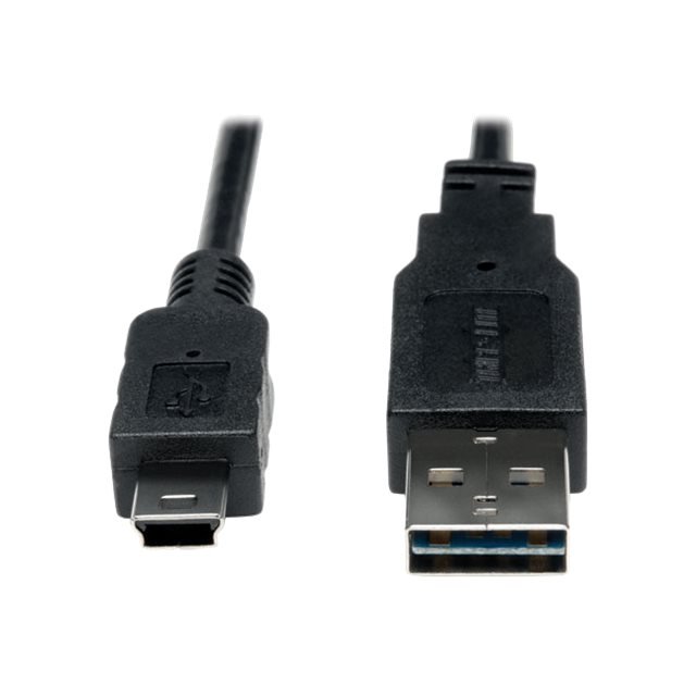 Eaton Tripp Lite Series Câble Universel Réversible USB 2.0 (Réversible A vers 5 Broches Mini B M/M), 6 Pi (1,83 m) - Câble USB - mini-USB Type B (m) vers USB (m) - USB 2.0 - 6 Pi - Moulé - Noir