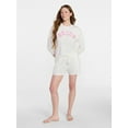 thumbnail image 3 of Joyspun Women's Bridal French Terry Knit Long Sleeve Top and Shorts Pajamas Set, Sizes XS-3X, 3 of 7