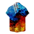 thumbnail image 2 of WHNBCW Funny Fire Printed Hawaiian Shirt Colorful Flame Graphic Short Sleeved Button Down Shirt, 2 of 7