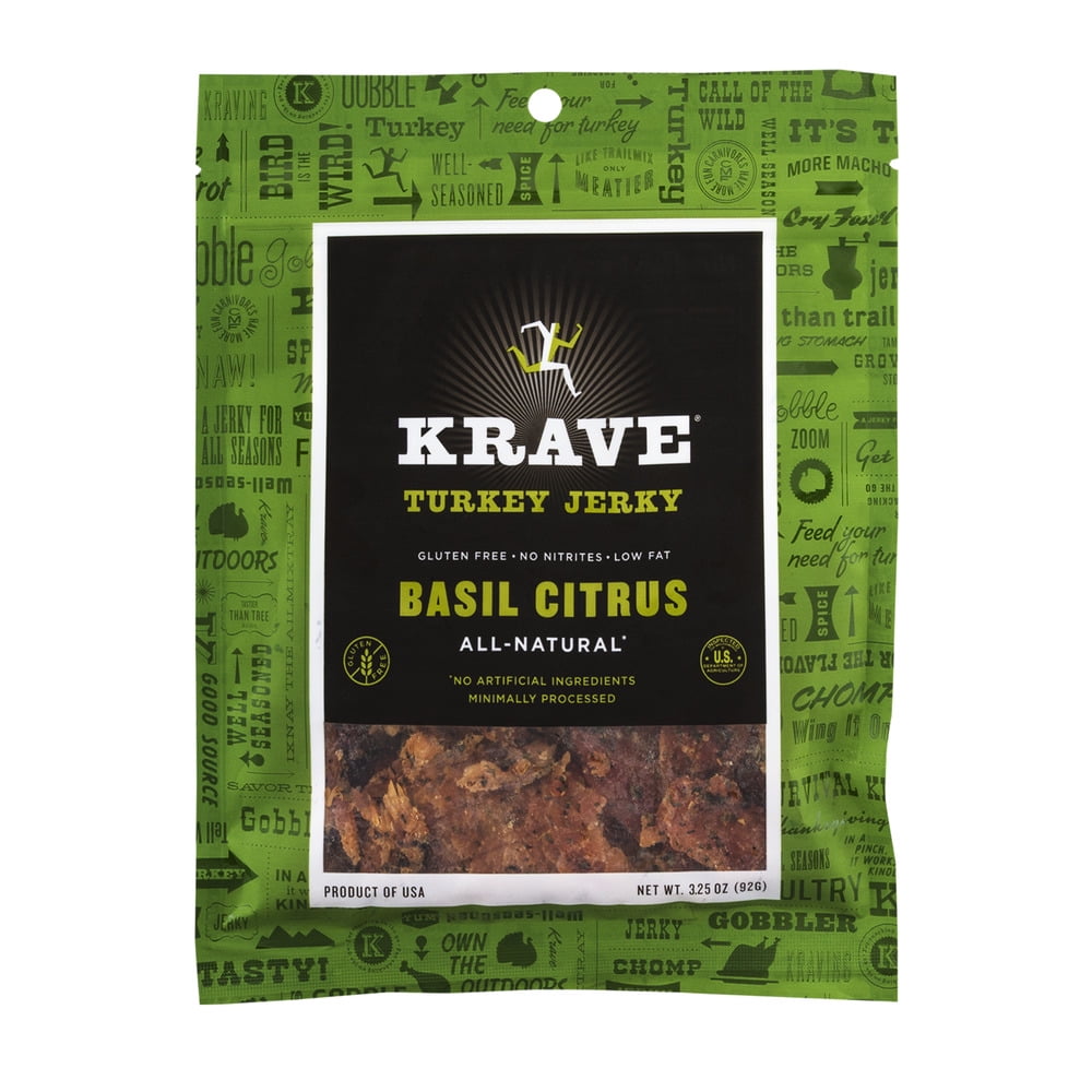 Krave Basil Citrus Turkey Jerky, 3.25 oz by Krave Pure Foods, Inc.