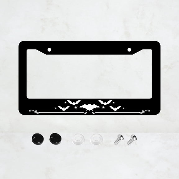 Bat License Plate Prame Aluminum Rust-Proof Auto Parts License Plate Decorative Screws Fit Standard 2 Holes 1 U.S. License Plate, 12.2x 6.3 Inch