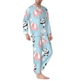 thumbnail image 2 of Wukai Cute Panda Flying in the Sky Men's Long-Sleeve Pajama Set - Comfortable Sleepwear with Button-Down Shirt and Pants-X-Large, 2 of 6