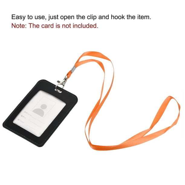 Orange ID Lanyard Neck Strap Cord Clip and Vertical Badge Tag Card Holder  Pouch