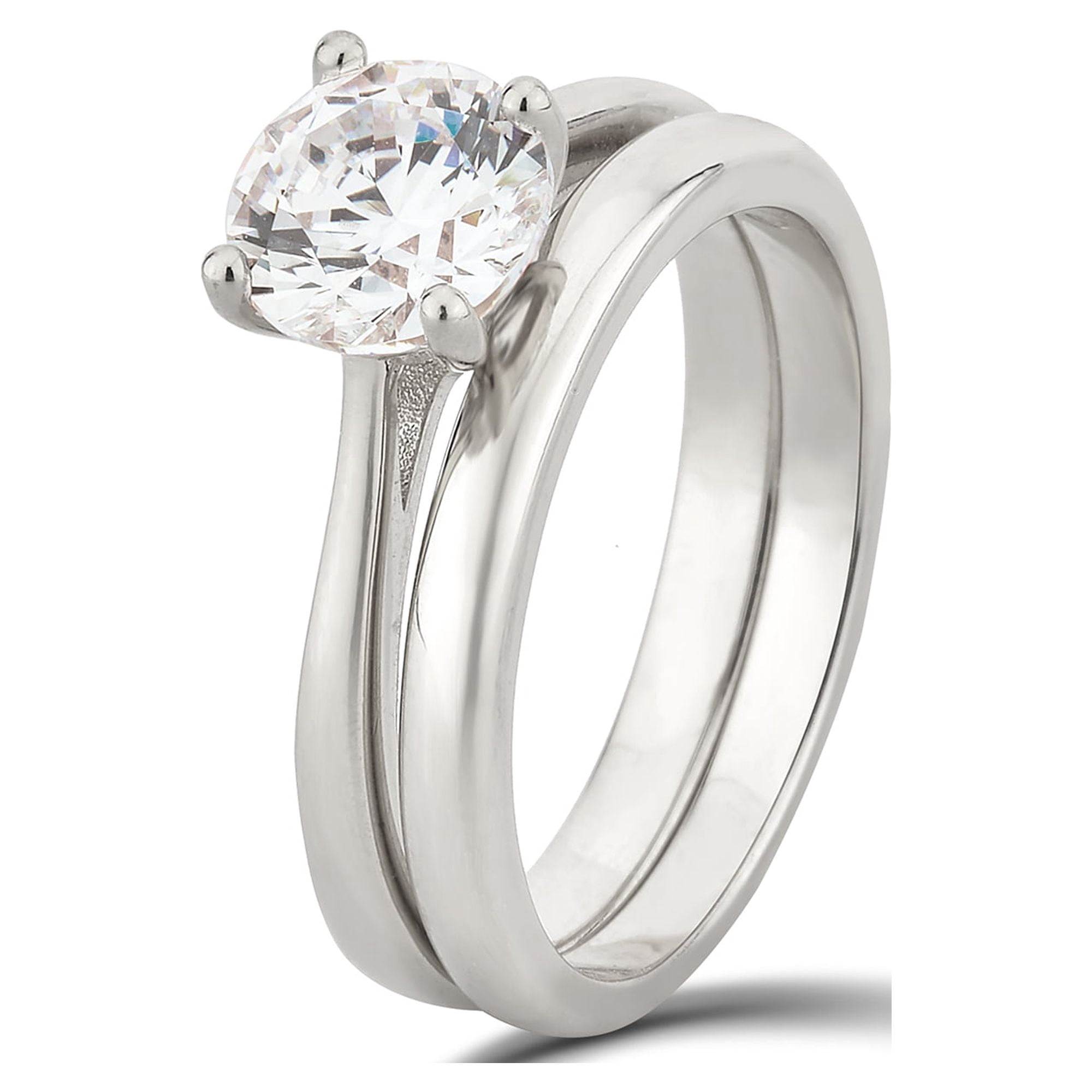 1-1/3 Carat T.W. Round Swarovski Sterling Silver Solitaire Bridal Set