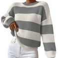 thumbnail image 2 of BOOMNY Womens Sweaters Long Sleeve Sweaters for Women Casual Striped Crewneck Knit Pullover Trendy Tops 2025 Fall Winter Knitwear, 2 of 3