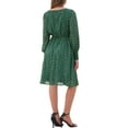 thumbnail image 3 of DARING DIVA Puff Long Sleeve Elastic Waist Mesh Dress L Green, 3 of 5