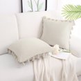 thumbnail image 2 of Velvet Decorative Throw Pillow Cover, Tassels Throw Pillow Cover, Sofa Pillow Cover, 18'' x 18'', Beige, 2 of 8