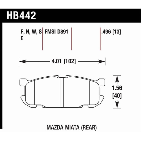 Hawk 01-02 Miata w/ Sport Suspension HP  Street Rear Brake Pads (D891)