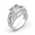 thumbnail image 4 of Blue Jewel 2 Ct White Princess Cut Diamond Ring - 14K White Gold Plated Rings - Swiral Engagement Wedding Prong Setting Ring for Women's - Bypass Party Wear Diamond Rings - Beautiful Diamond Jewelry, 4 of 12