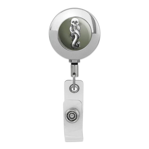 Harry Potter The Dark Mark Retractable Reel Premium Metal Chrome Badge ID Card Holder Clip