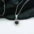 thumbnail image 3 of Rosec Jewels Heart Shape Black Spinel Pendant Necklace with Moissanite Halo (8 mm, AAA Grade), 10K White Gold, 3 of 8