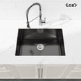 thumbnail image 4 of 27x19 inch Black Stainless Steel Single Bowl Undermount Kitchen Sink with US Standard Drain and Hook, Model SS-BL04D-271908, 4 of 11