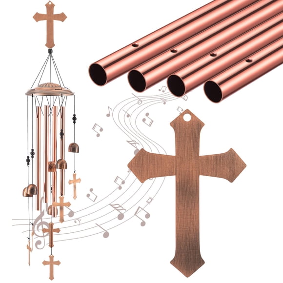 Campanillas de viento Briwooody de 92 cm con forma de cruz de aluminio para exteriores