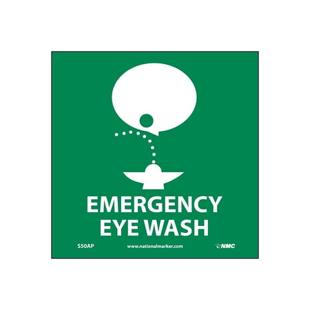 UPC: 0887481082905 | National Marker Information Labels; Emergency Eye Wash (Graphic) 4X4 Adhesive Vinyl Labels sold in