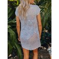 thumbnail image 4 of Niusricy Women's Sexy Crochet Bikini Cover Ups Ladies Solid Basic Swimsuit Coverups Short Sleeve Tee Tunic Round Neck Cover Up T-Shirts Fashion Loose Casual Summer Mini Dress for Vacation Beachwear, 4 of 5