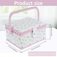 thumbnail image 4 of Wekvgz Sewing Basket with Removable Tray Practical Sewing Basket Organizer with Interior Pocket Portable Sewing Storage Box Stylish Sewing Kit Basket for Needles Thread Tape Measure, 4 of 10