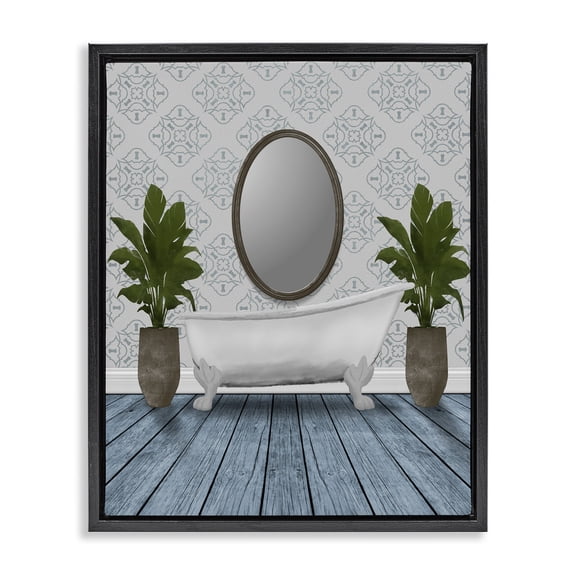 Stupell Industries Restful Wash Bathtub Black Framed Floater Canvas Wall Art, design by Marcus Prime