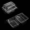 thumbnail image 6 of Grusce 120 Pcs Clear Plastic Hinged Take Out Containers Disposable Clamshell Food Cake Containers with Lids 5.5 x 4.7 x 3.7 inch for Dessert,Cakes,Cookies Salads,Pasta,Sandwiches, 6 of 9