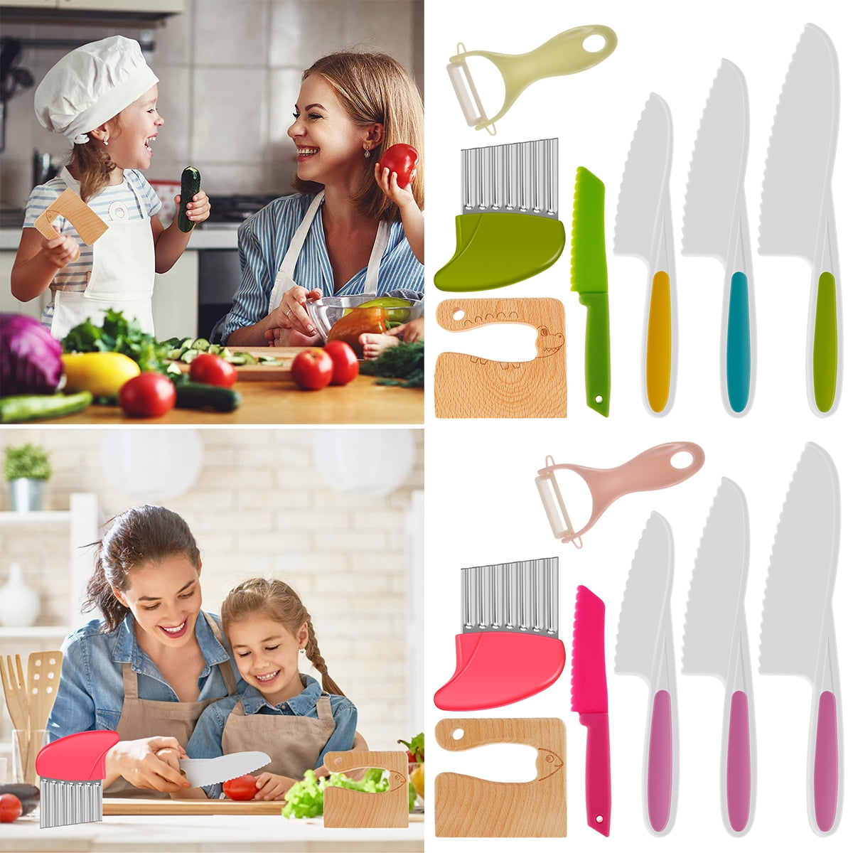 Gpoty 14pcs Knives for Kids,Kids Cooking Cutter Set,Kitchen Baking