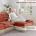 thumbnail image 3 of 135.6'' Modular sectional Sofa, Chesterfield Velvet L-Shaped Couch, Upholstered 4-Seater Sofa with Ottoman, Button Tufted, Tassel Fringe Skirt, Deep Couches for Living Room, Bedroom, Red Brown, 3 of 11