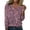 Pink, variant on Women Tees Shirts Tops Long Sleeve Shiny Print Elegant V Neck Casual Dressy Clothes Red