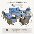 thumbnail image 3 of Vcatnet 8 Pieces Outdoor Conversation Set Sectional Sofa All Weather Wicker High-Back Patio Furniture Set with Swivel Rocking Chairs and Ottoman, Diamond Blue, 3 of 11