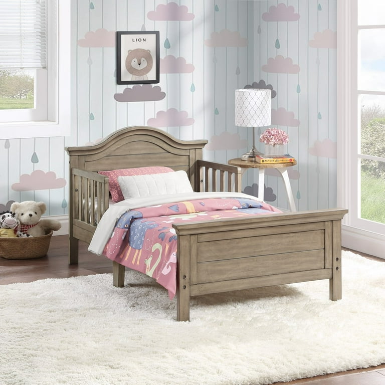 Ti Amo Catania Kids Wood Toddler Bed with Safety Rails Vintage Grey