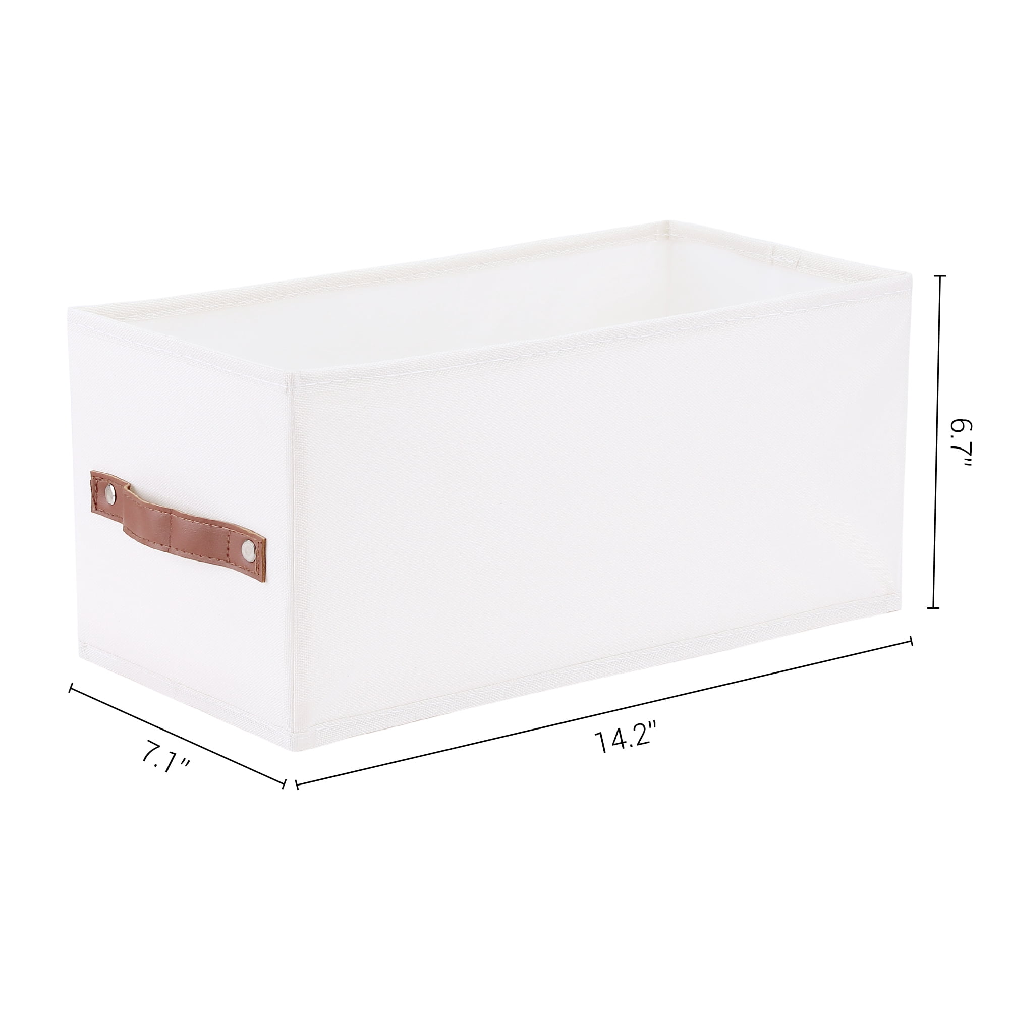 Unique Bargains Storage Cube Fabric Foldable Basket with Handles for Shelves 1pcs White M