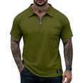 thumbnail image 3 of Dresfit Polo Quarter Zip Shirts for Men Short Sleeve Big and Tall Collared Tees 2026 Summer Breathable Business Shirt Chest Pocket Lightweight Work T-Shirt Army Green M, 3 of 6