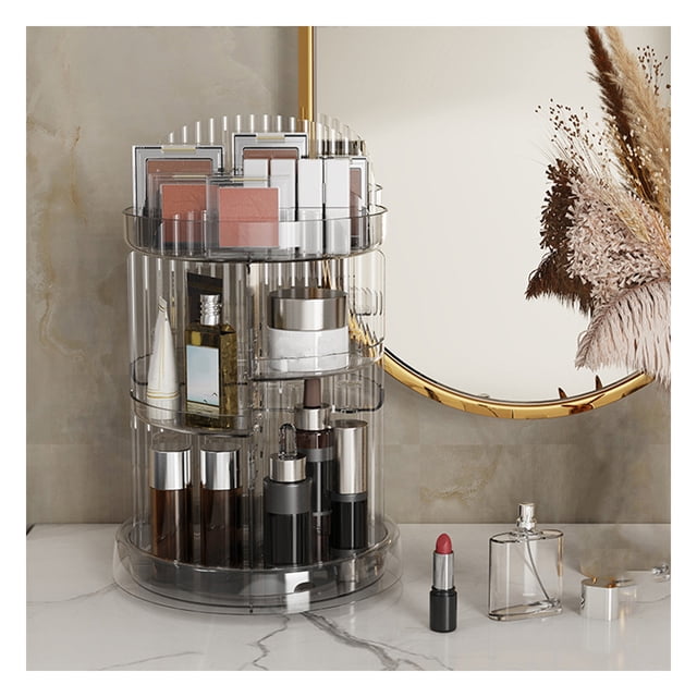 Household Cosmetic Storage Rack, PS Practical Household Cosmetic Organizer for Home Milky White,Transparent