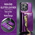 thumbnail image 5 of Jiahe Cover for iPhone 14 Pro Max Luxury Shcokproof Glitter Bling Zipper Wallet Magnetic Detachable Card Slots Kickstand Purse Case Cover,Darkpurple, 5 of 10