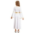 thumbnail image 4 of Aislor Girls Praise Dance Dress Liturgical Worship Metallic Patchwork Bell Long Gown Church Dancewear White 16, 4 of 7
