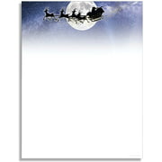 Moonlight Santa Christmas Stationery Paper - 50 Sheets of Letterhead for Winter & Holiday Events