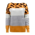 thumbnail image 5 of Kcodviy Leopard Print Color Block Sweaters for Work Knit Sweater for Women Long Pullover Sweaters for Women To Wear with Hood Casual Long Sleeve Pullover Top Stylish Layering Sweater, 5 of 5