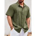 thumbnail image 2 of Summer Men Shirt Guayabera Short Sleeved Button Up Beach Shirt, 2 of 5