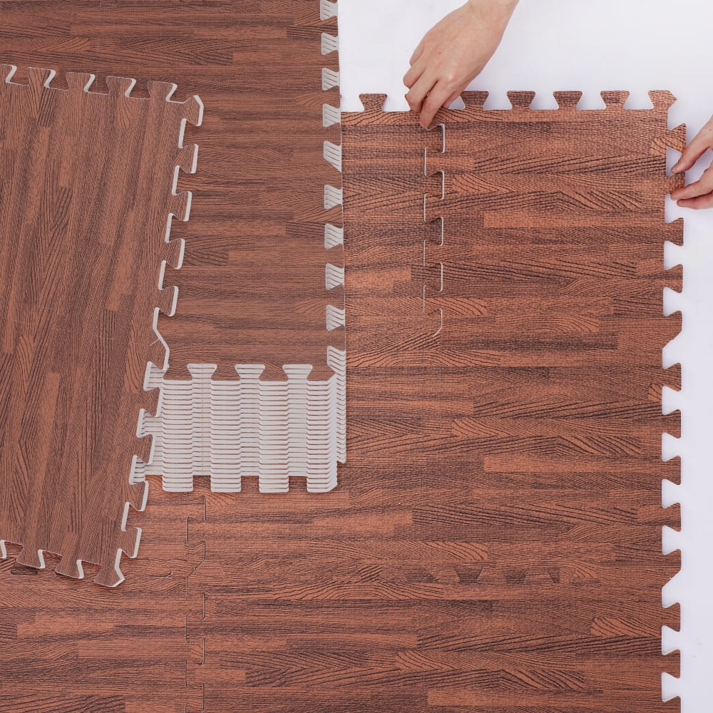 ARVAKOR Wood Grain Puzzle Mat 1/2-in, 24 Tiles EVA Foam Interlocking Floor Tiles (96SQ FT) for Secure Indoor Room Workout Flooring and Playmat