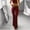 Wine, variant on Casual Fashion Solid Mid Waist Long Trousers Office Pants For Women  Plus Size