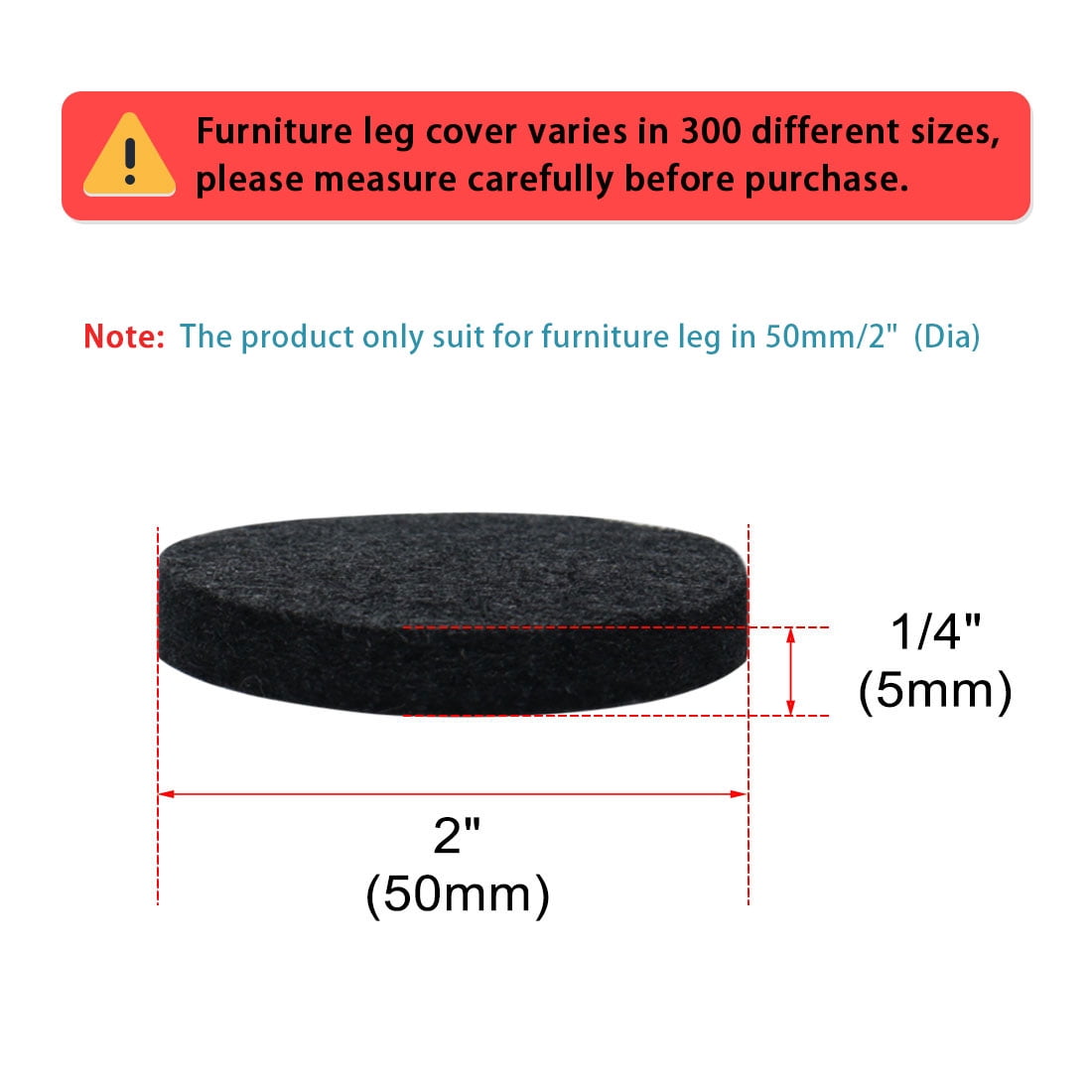 Unique Bargains 12pcs Round Self Stick Furniture Felt Pads for Chair Feet Leg Protector