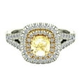 thumbnail image 4 of Fancy Yellow Diamond Engagement Rings 18K Gold Cushion Cut Split Shank Halo Style 0.92 CT TW, 4 of 5